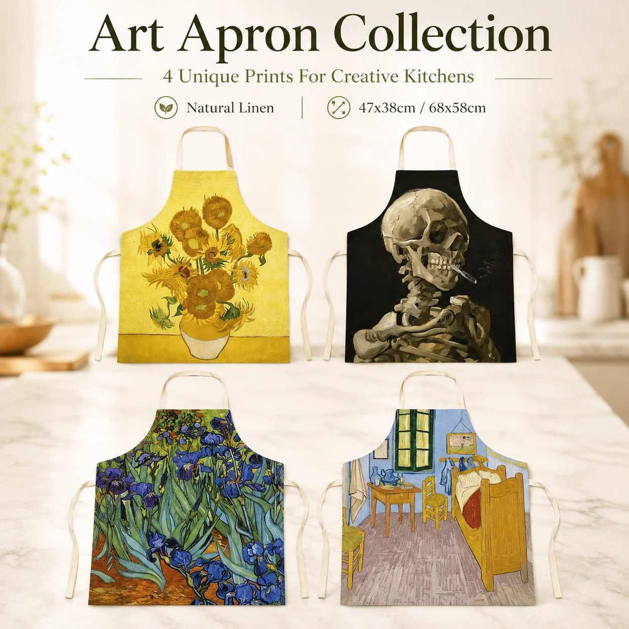 Van Gogh Oil Painting 2D Flat Printed Linen Apron Sleeveless Kitchen Cooking Chef Bib Gardening Baking Cafe Art Lover Gift
Van Gogh Oil Painting 2D Flat Printed Linen Apron Sleeveless Kitchen Cooking Chef Bib Gardening Baking Cafe Art Lover Gift