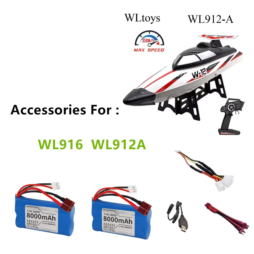 Upgrade 7.4V 8000mAh Battery / Charging Cable For : WL916 WL912A RC Boat Parts
Upgrade 7.4V 8000mAh Battery / Charging Cable For : WL916 WL912A RC Boat Parts