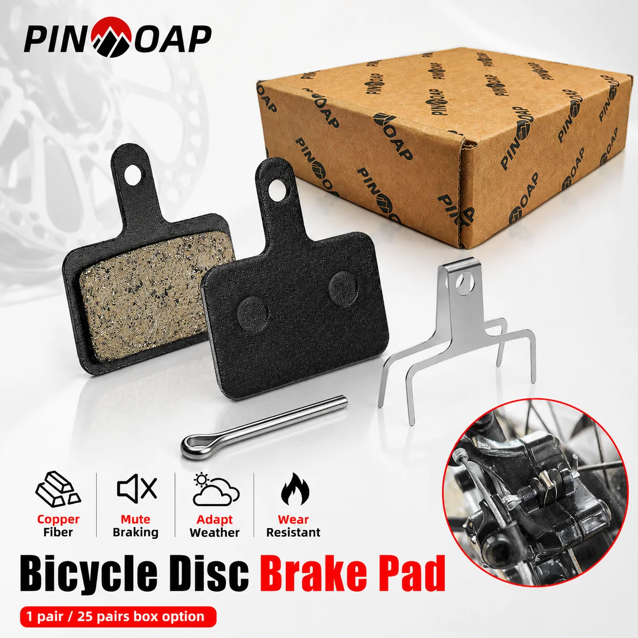PINMOAP Bike Disc Brake Pads Bicycle Resin Brake Pads for MTB Road Bike Hydraulic Mechanical Disc Brake Cycling Replacement Part
PINMOAP Bike Disc Brake Pads Bicycle Resin Brake Pads for MTB Road Bike Hydraulic Mechanical Disc Brake Cycling Replacement Part