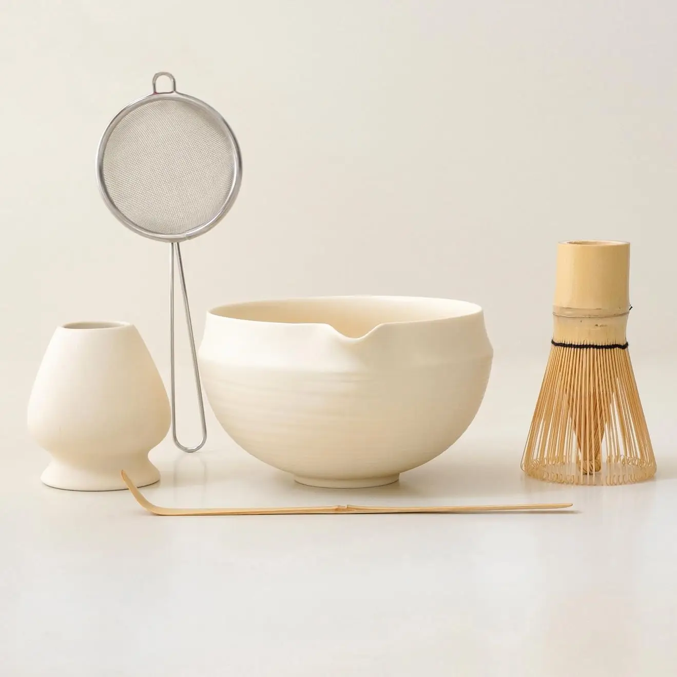 Matcha Set, 5 Pcs Matcha Whisk Set, Elegant Rounded Design Bowl with Folded Rim, Matte Buttercream Glaze, with Gift Box
Matcha Set, 5 Pcs Matcha Whisk Set, Elegant Rounded Design Bowl with Folded Rim, Matte Buttercream Glaze, with Gift Box