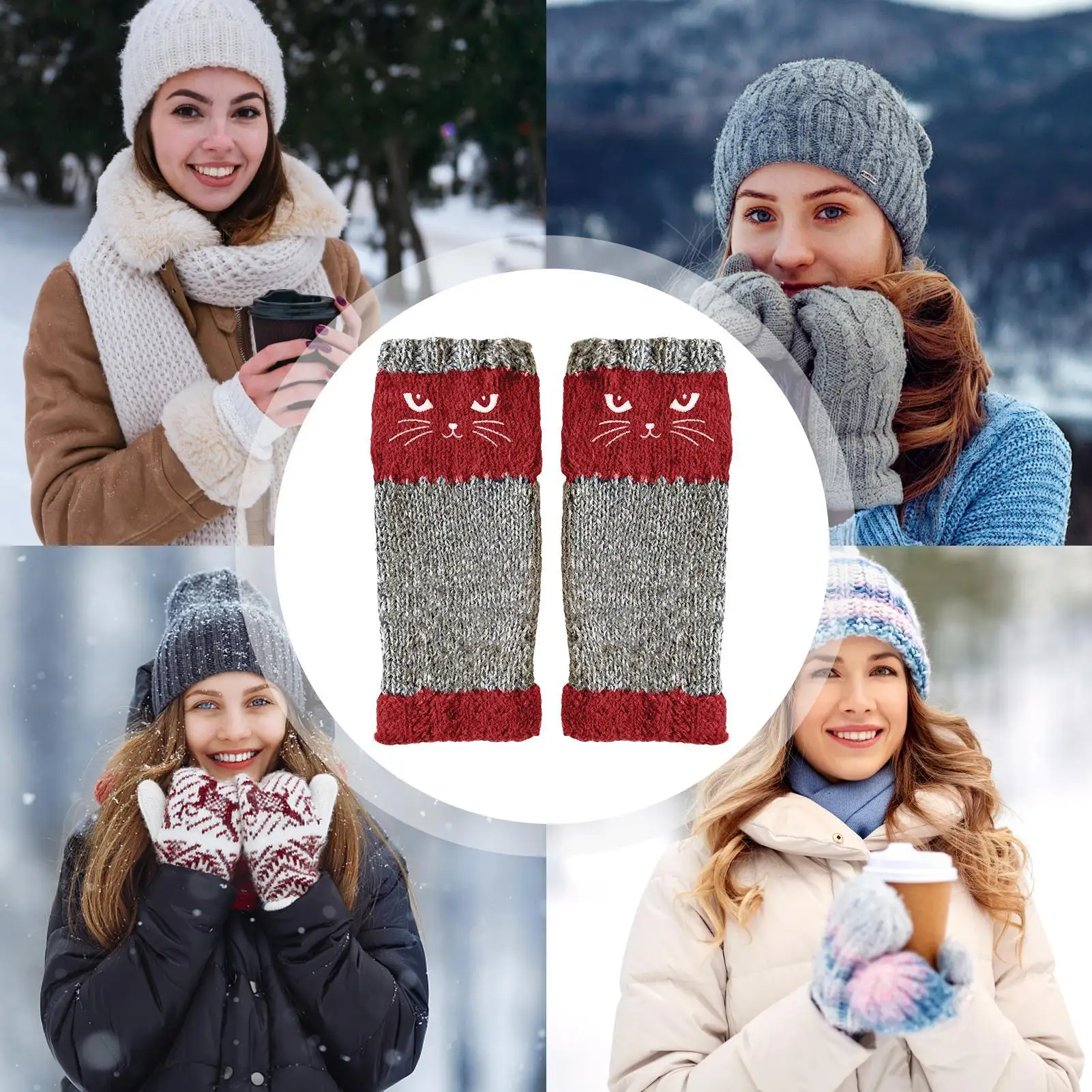 Cute Cat Pattern Color Block Knit Fingerless Arm Warmers, Soft Stretchy Winter Thermal Sleeve Cuffs For Women Daily Use
Cute Cat Pattern Color Block Knit Fingerless Arm Warmers, Soft Stretchy Winter Thermal Sleeve Cuffs For Women Daily Use