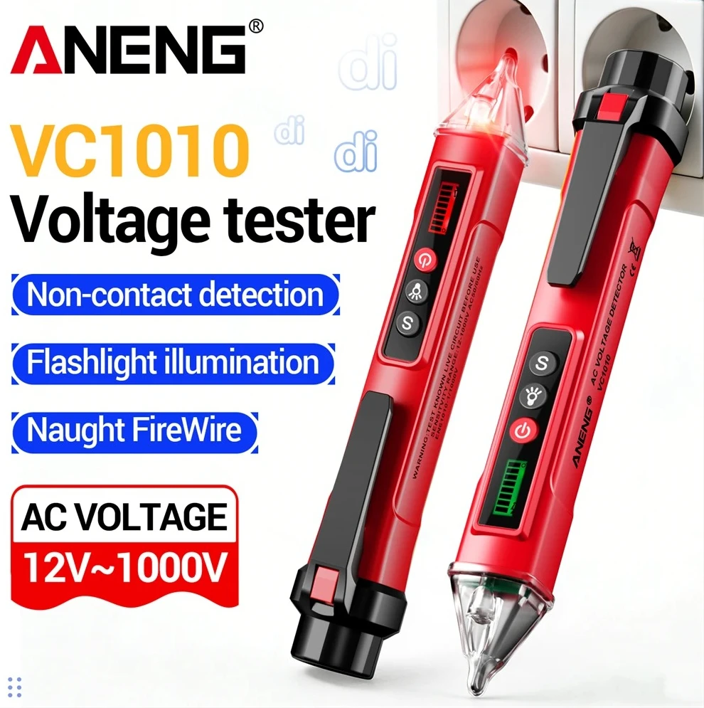 ANENG VC1010 Non-Contact Voltage Detector Pen Sensor Electric Socket AC 12-1000V Breakpoint Finder Power Outlet Circuit Tester
ANENG VC1010 Non-Contact Voltage Detector Pen Sensor Electric Socket AC 12-1000V Breakpoint Finder Power Outlet Circuit Tester