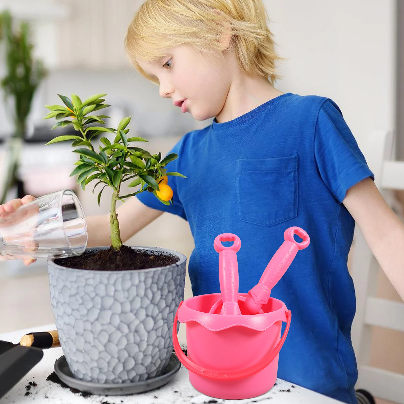 3Pcs Kids Gardening Tools Set Compact Plastic Shovel Rake Bucket Small Gardening Shovels for Outdoor Beach Sand Play
3Pcs Kids Gardening Tools Set Compact Plastic Shovel Rake Bucket Small Gardening Shovels for Outdoor Beach Sand Play