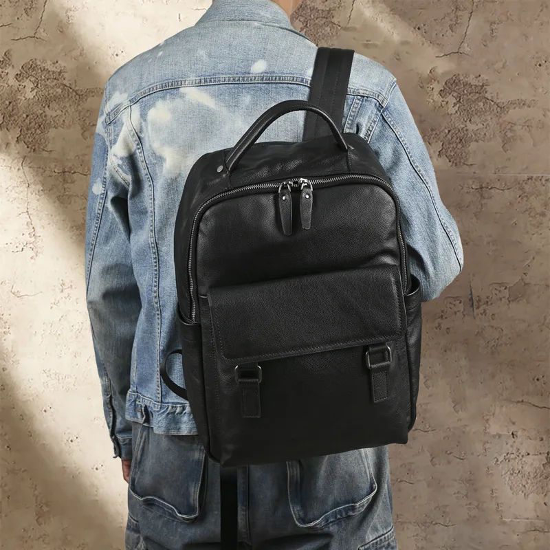 Genuine leather men's commuter backpack with large capacity water repellent multiple pockets square travel and business backpack
Genuine leather men's commuter backpack with large capacity water repellent multiple pockets square travel and business backpack