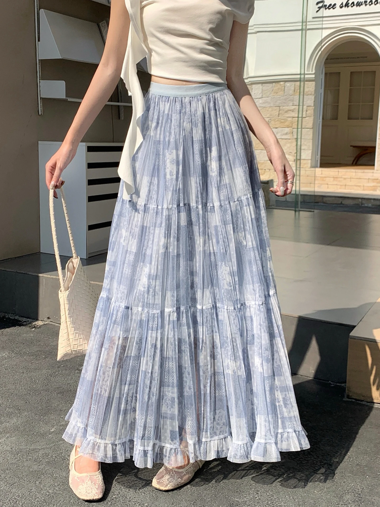 Retro Print Pleated High Waist A-Line Midi Skirt Women Summer 2026 New Casual Lace Trim Skirt Korean Style Polyester Fiber
Retro Print Pleated High Waist A-Line Midi Skirt Women Summer 2026 New Casual Lace Trim Skirt Korean Style Polyester Fiber