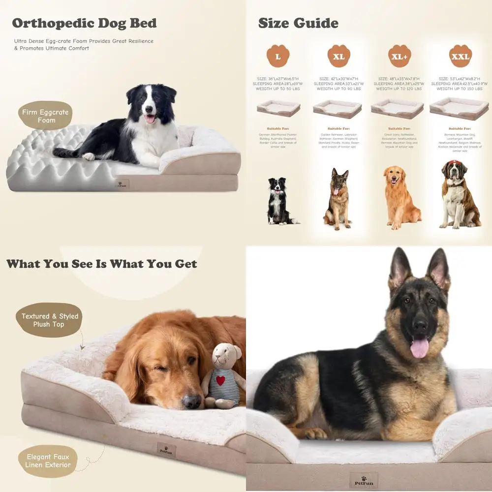 Large Orthopedic Dog Bed - Waterproof, Removable Cover, Nonskid, 42 Beige Sofa for Dogs & Cats
Large Orthopedic Dog Bed - Waterproof, Removable Cover, Nonskid, 42 Beige Sofa for Dogs & Cats