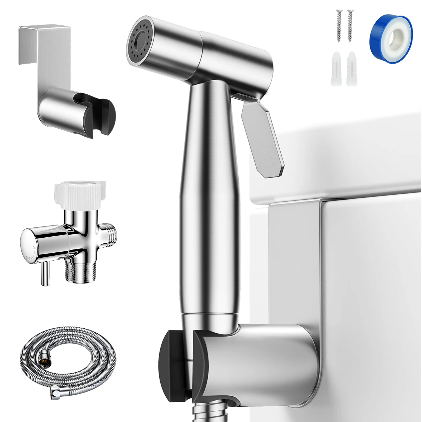 GMOX Handheld Toilet Bidet Sprayer for Toilet-Adjustable Water Pressure Control with Bidet Hose for Feminine Wash, Stainless Steel Brushed Nickel Bidet Faucet Cloth Diaper for Baby Wash
GMOX Handheld Toilet Bidet Sprayer for Toilet-Adjustable Water Pressure Control with Bidet Hose for Feminine Wash, Stainless Steel Brushed Nickel Bidet Faucet Cloth Diaper for Baby Wash