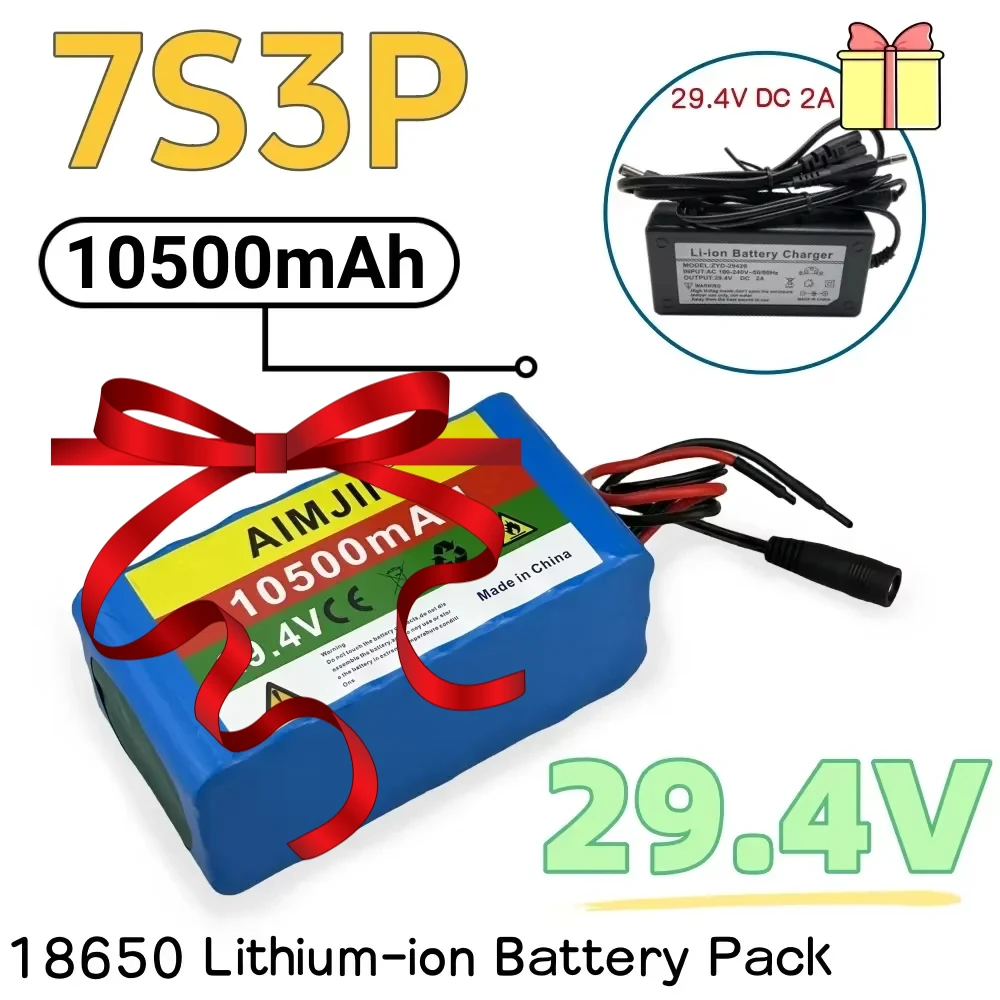 7S3P 24V 10500mAh Lithium ion Battery 18650 High-capacity Battery Pack Built in BMS Safe and durable With 29.4V Charger
7S3P 24V 10500mAh Lithium ion Battery 18650 High-capacity Battery Pack Built in BMS Safe and durable With 29.4V Charger