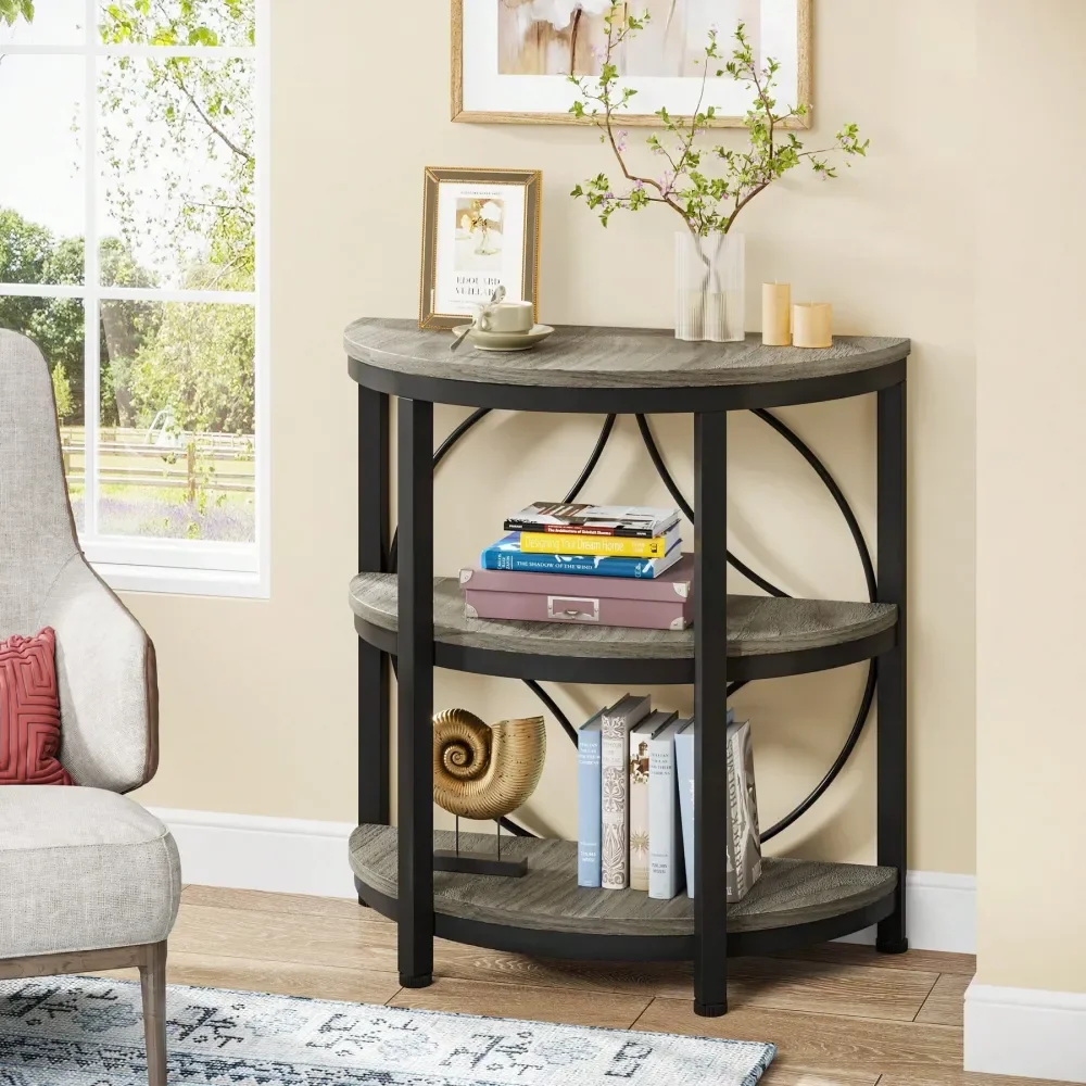 Half Round End Table, 3Tier Narrow Side Table With Metal Frame, Half Circle Table, Half Moon Small Coffee Accent Table Bedside
Half Round End Table, 3Tier Narrow Side Table With Metal Frame, Half Circle Table, Half Moon Small Coffee Accent Table Bedside