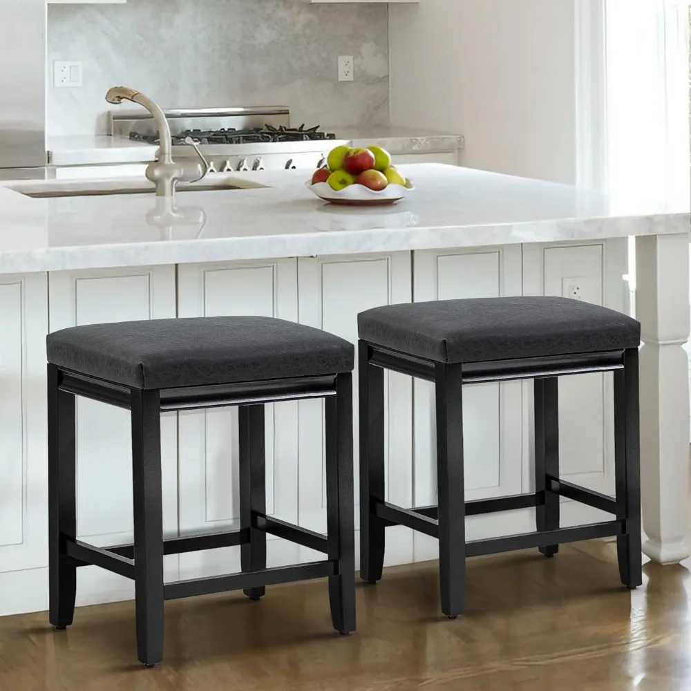 Counter Height Black Bar Stools Set of 2 for Kitchen Counter Farmhouse Modern Barstools with Faux Leather Upholstered Backless
Counter Height Black Bar Stools Set of 2 for Kitchen Counter Farmhouse Modern Barstools with Faux Leather Upholstered Backless