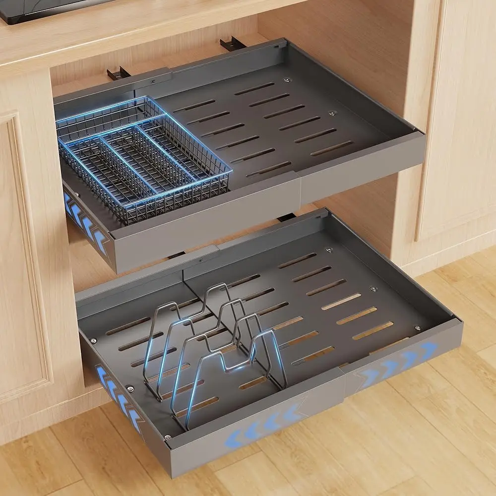 2 Pa Pull Out Cabinet Organizer, 21"" Deep, Expandable (12.6""-20.87"" W) Slide Out Drawers, Ludes Tableware Sorting Basket,
2 Pa Pull Out Cabinet Organizer, 21"" Deep, Expandable (12.6""-20.87"" W) Slide Out Drawers, Ludes Tableware Sorting Basket,