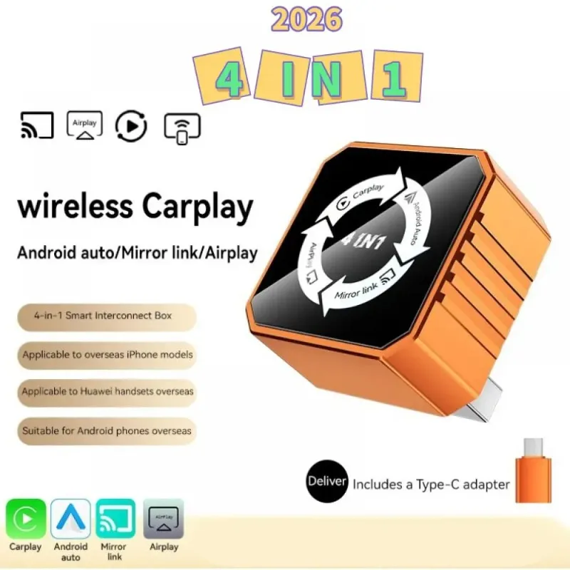 New 4-in-1 Wireless Car Carplay Airplay Mirror Link Android Auto Connect 4in1 Wireless Carplay Adapter for Apple and Android
New 4-in-1 Wireless Car Carplay Airplay Mirror Link Android Auto Connect 4in1 Wireless Carplay Adapter for Apple and Android