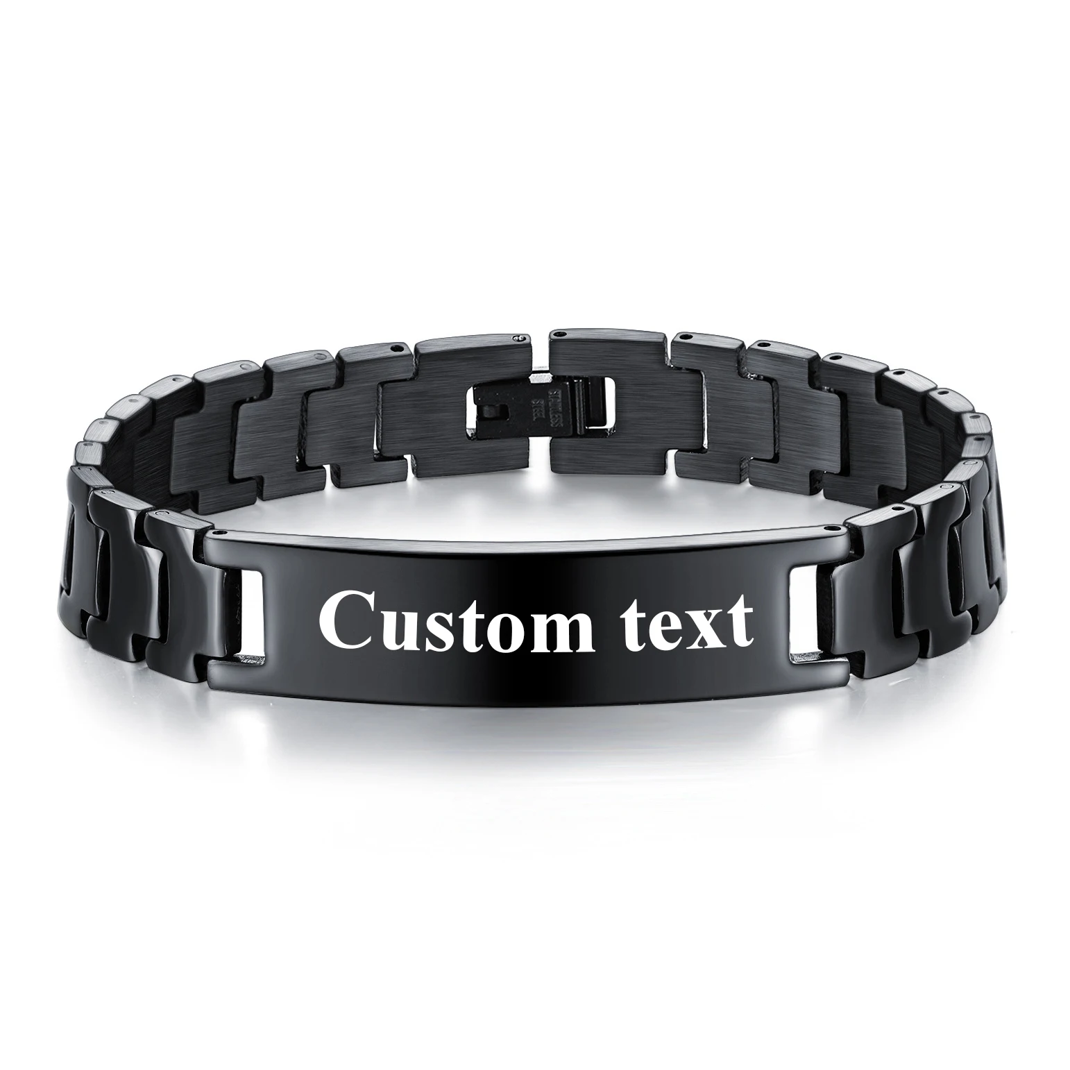 Personalize Custom Name Men Stainless Steel Bracelet Black 21cm Watch Band Smooth Engrave Logo Id Bracelets Gift Jewelry
Personalize Custom Name Men Stainless Steel Bracelet Black 21cm Watch Band Smooth Engrave Logo Id Bracelets Gift Jewelry