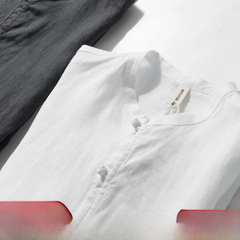 Pure Linen Men's Casual Shirt Summer New Chinese Style National Trend Stand Collar Button Short Sleeve Breathable Drapey
Pure Linen Men's Casual Shirt Summer New Chinese Style National Trend Stand Collar Button Short Sleeve Breathable Drapey