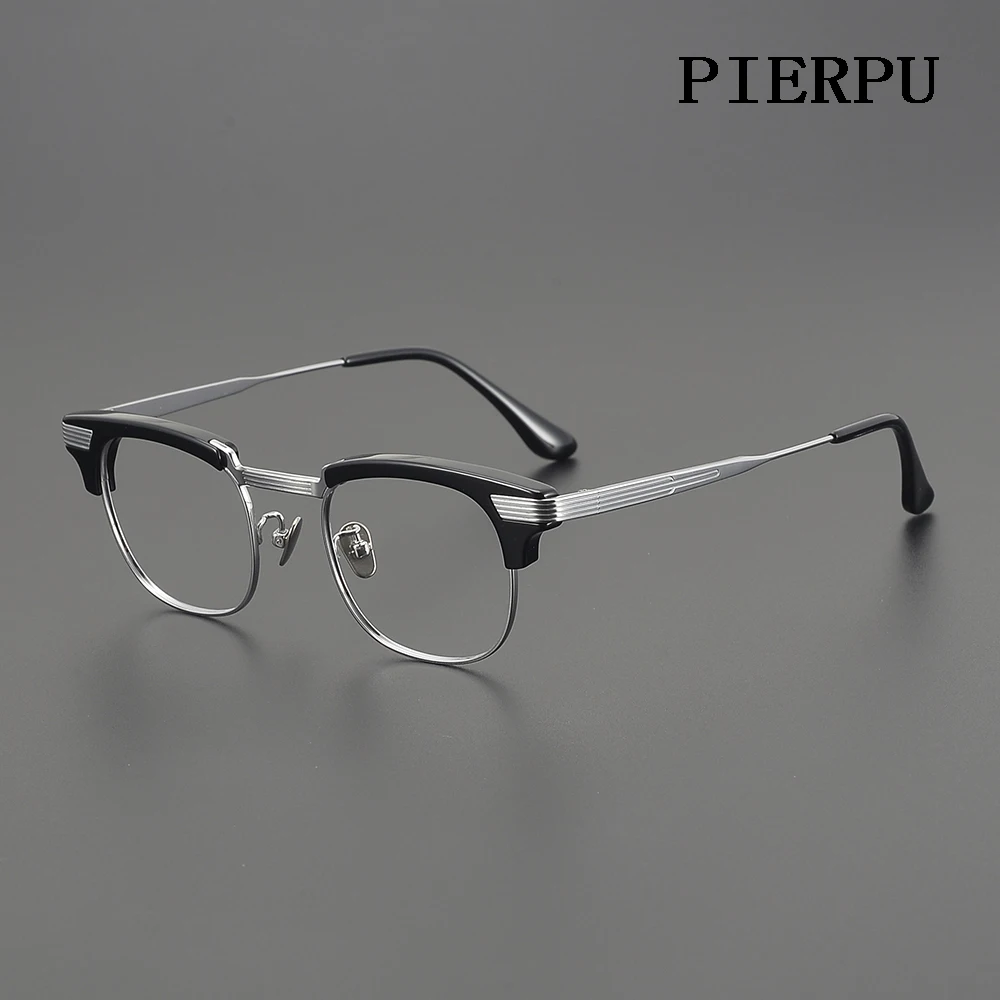 High quality design Titanium handmade glasses Frame Vintage Half frame Commuter Business Acetate frame prescription glasses
High quality design Titanium handmade glasses Frame Vintage Half frame Commuter Business Acetate frame prescription glasses