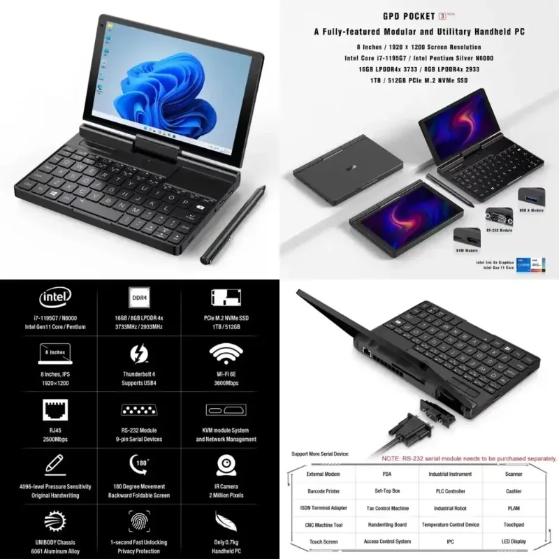 GPD Pocket 3 Convertible UMPC | Core i7-1195G7 16GB/1TB | Windows 10 Portable Office PC
GPD Pocket 3 Convertible UMPC | Core i7-1195G7 16GB/1TB | Windows 10 Portable Office PC