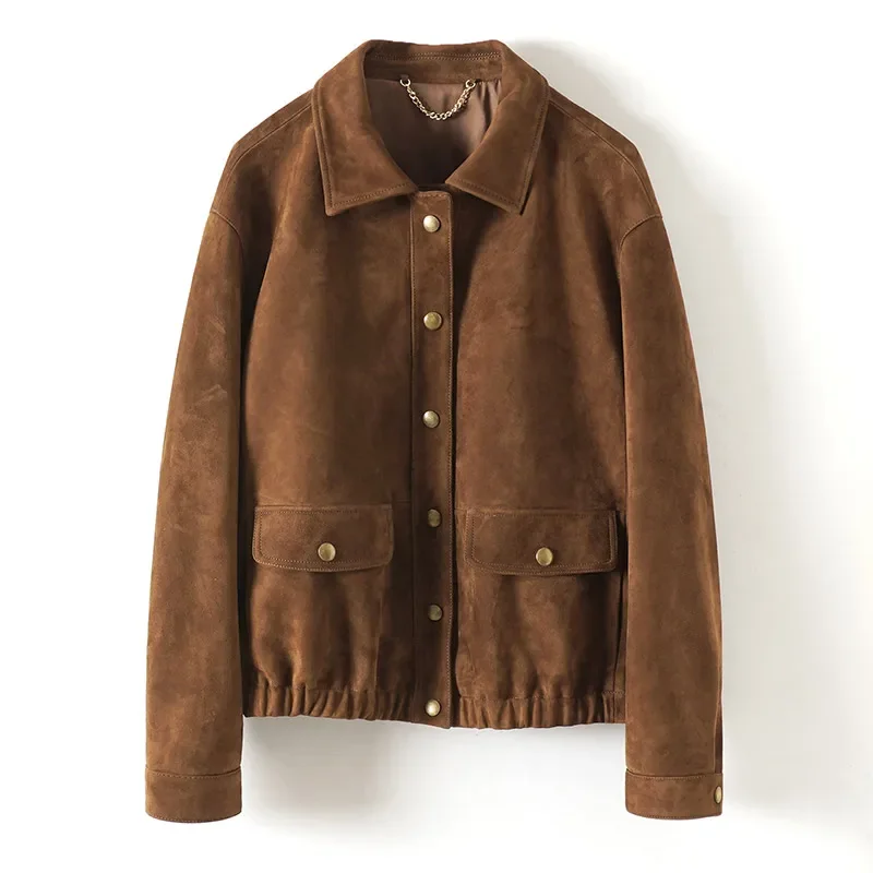 Genuine Suede Leather Jackwts Women Spring Autumn Classic Style Vintage Strap design Sheepskin Tight Jacket Coat
Genuine Suede Leather Jackwts Women Spring Autumn Classic Style Vintage Strap design Sheepskin Tight Jacket Coat