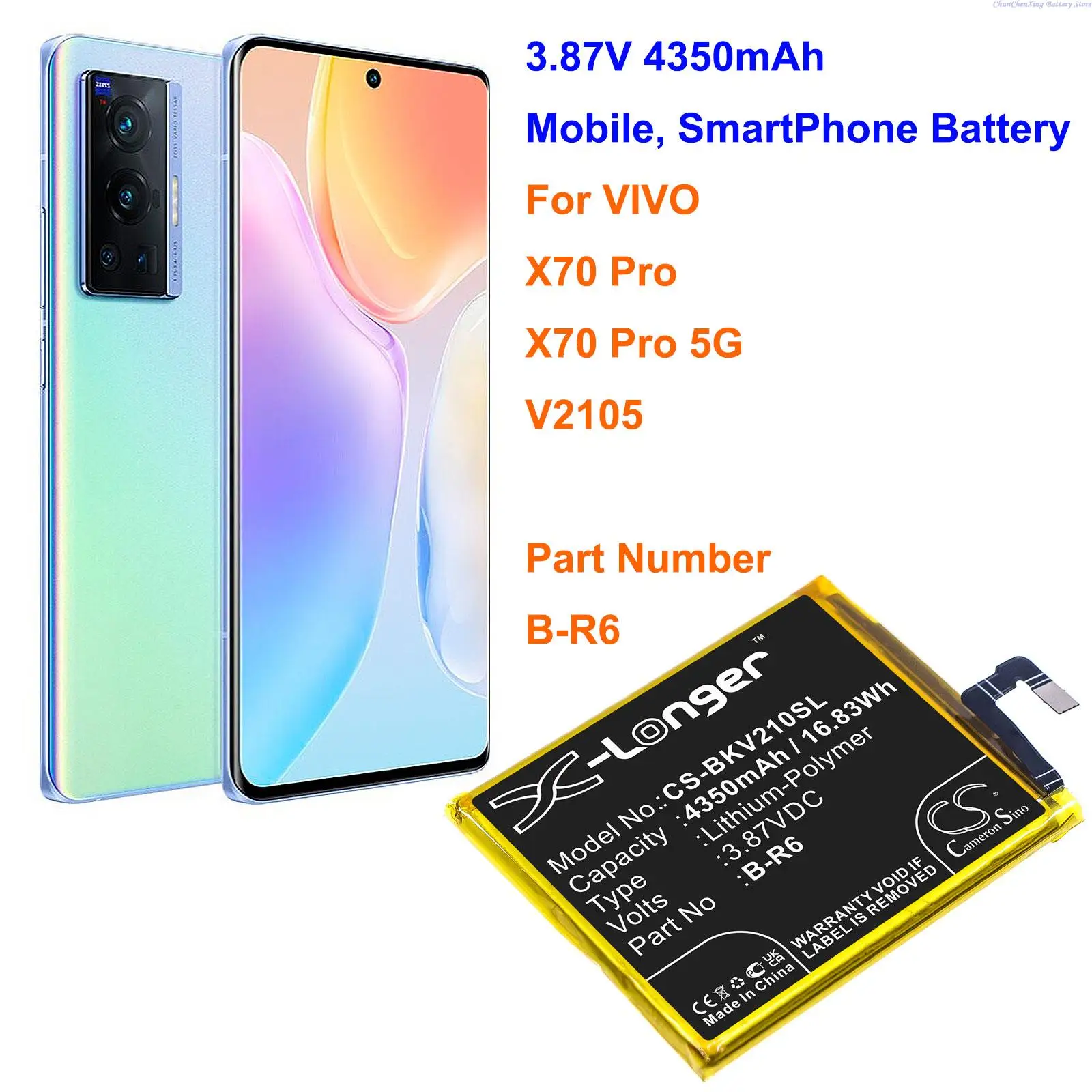 Мобильный телефон OrangeYu 4350 мАч, аккумулятор для смартфона для VIVO X70 Pro, X70 Pro B-R6, V2105 + Инструменты
Мобильный телефон OrangeYu 4350 мАч, аккумулятор для смартфона для VIVO X70 Pro, X70 Pro B-R6, V2105 + Инструменты