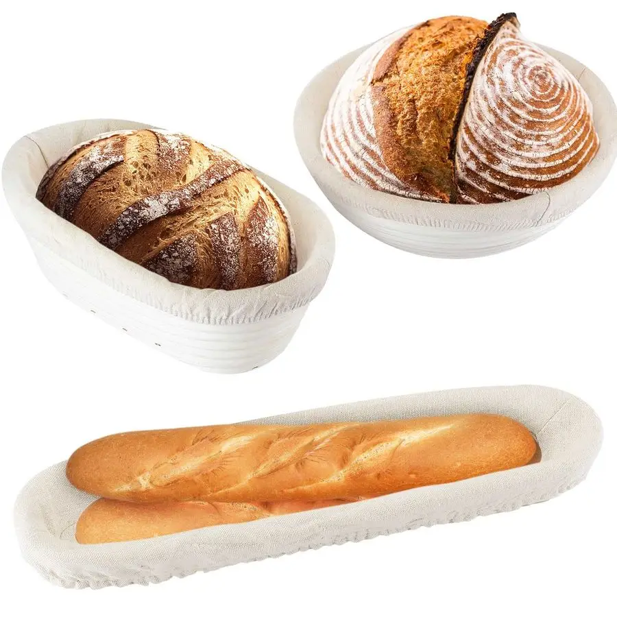 3 Packs Bread Banneton Proofing Basket 9 Round and 10 Oval and 15 Inch Oval Cane Sourdough Baskets Bread Baking Dough Bowl for B
3 Packs Bread Banneton Proofing Basket 9 Round and 10 Oval and 15 Inch Oval Cane Sourdough Baskets Bread Baking Dough Bowl for B
