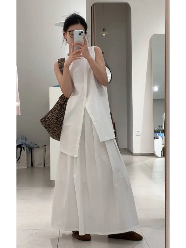 White Linen Vest And Skirt Set Irregular Cut Design Summer Elegance Half-length Skirt Two-piece Set Women's Fashion Ensemble
White Linen Vest And Skirt Set Irregular Cut Design Summer Elegance Half-length Skirt Two-piece Set Women's Fashion Ensemble