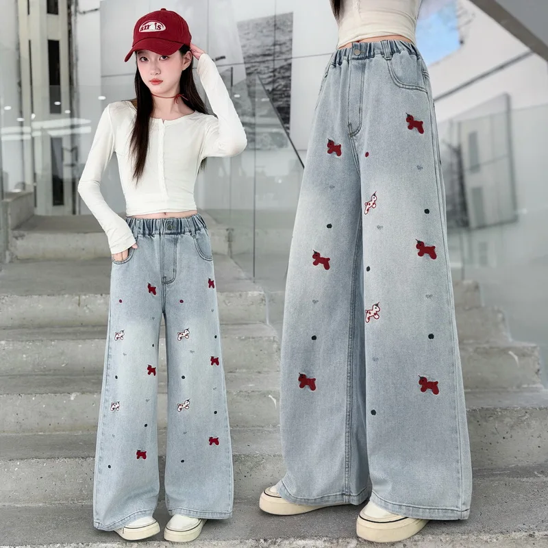 2026 Children Straight Fit Jeans with Embroidery for Teenage Girls Casual Denim Pants Kids Fashion Spring Autumn Trousers
2026 Children Straight Fit Jeans with Embroidery for Teenage Girls Casual Denim Pants Kids Fashion Spring Autumn Trousers