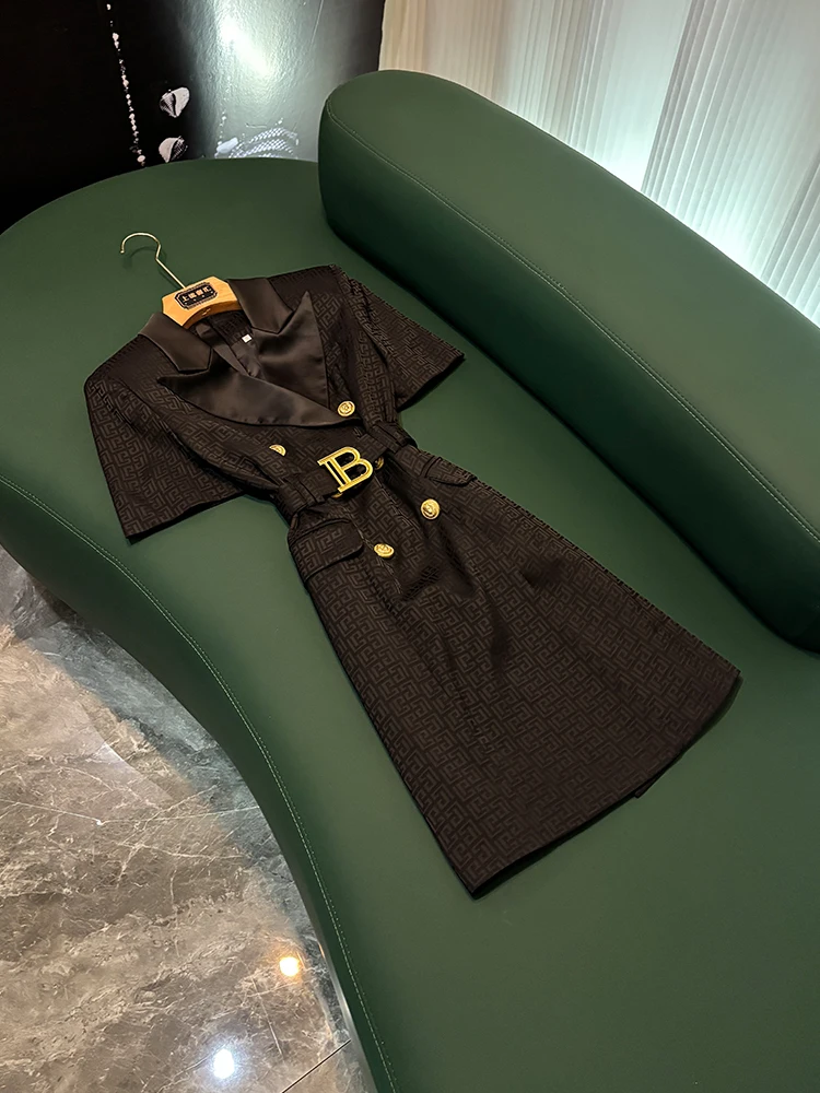 Spring 2026 Commute Style Tailored Acetate Fabric Slimming Waist Belt Short Sleeve Suit Dress Elegant High Waist Single Piece
Spring 2026 Commute Style Tailored Acetate Fabric Slimming Waist Belt Short Sleeve Suit Dress Elegant High Waist Single Piece