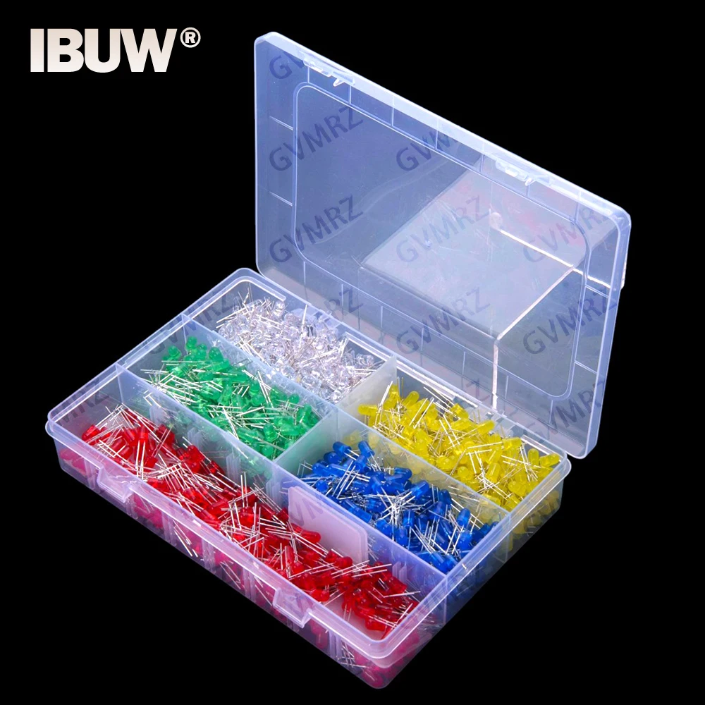 5Values 1000PCS 5mm LED Light Emitting Diode Red Green Yellow Blue White DIP Each 200PCS Blue White
5Values 1000PCS 5mm LED Light Emitting Diode Red Green Yellow Blue White DIP Each 200PCS Blue White