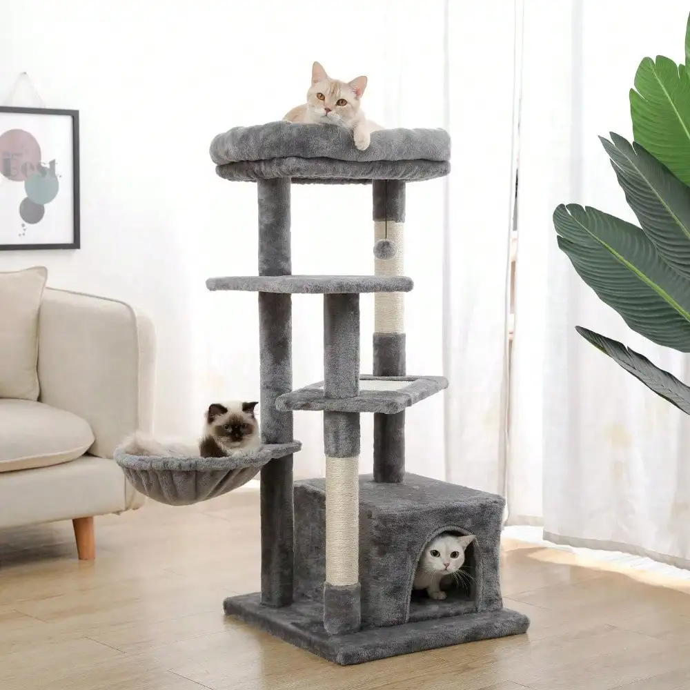 44"/56.3" Cat Tree Tower Scratching Post Large Playing House Condo Cat Scratcher
44"/56.3" Cat Tree Tower Scratching Post Large Playing House Condo Cat Scratcher