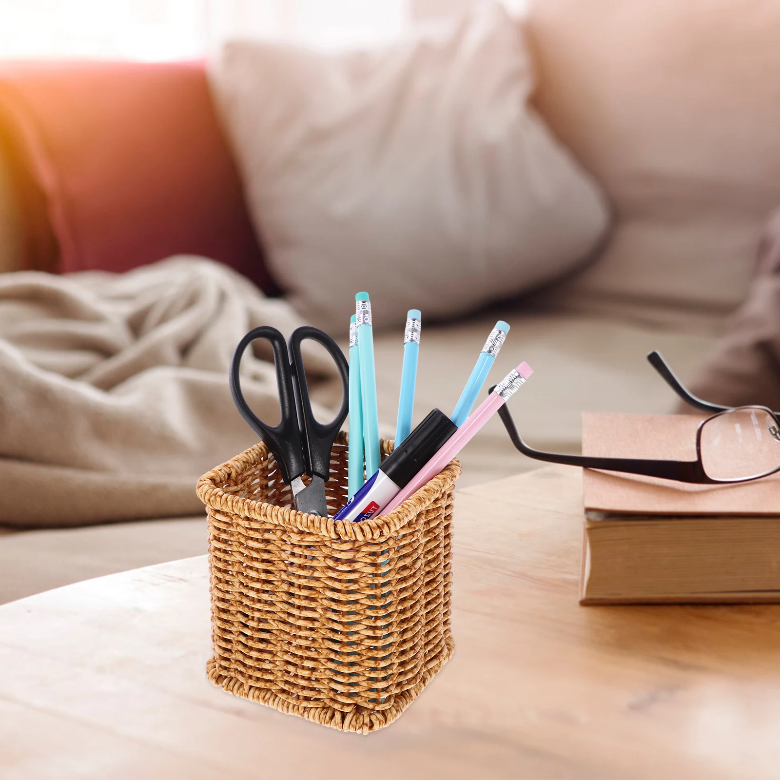 Color Plastic Pen Holder Desk Accessories Wicker Style Pencil Case Stationery Organizer Makeup Brush Bucket Office
Color Plastic Pen Holder Desk Accessories Wicker Style Pencil Case Stationery Organizer Makeup Brush Bucket Office