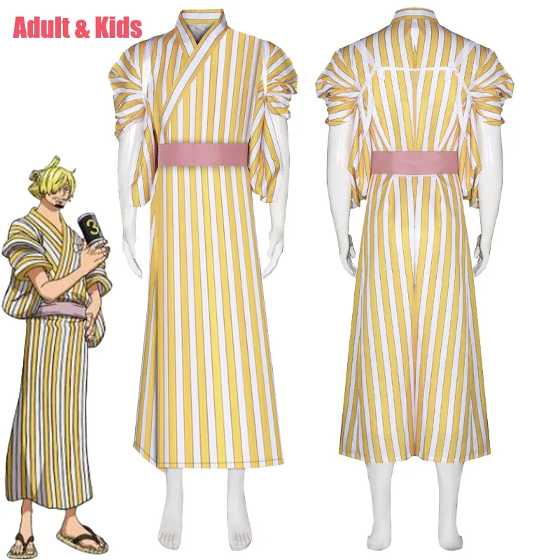 Anime Piece Sanji Cosplay Costume Sanji Kimono Outfit Yellow Stripe Kimono Adult Kids Performance Halloween Role Play Uniform
Anime Piece Sanji Cosplay Costume Sanji Kimono Outfit Yellow Stripe Kimono Adult Kids Performance Halloween Role Play Uniform