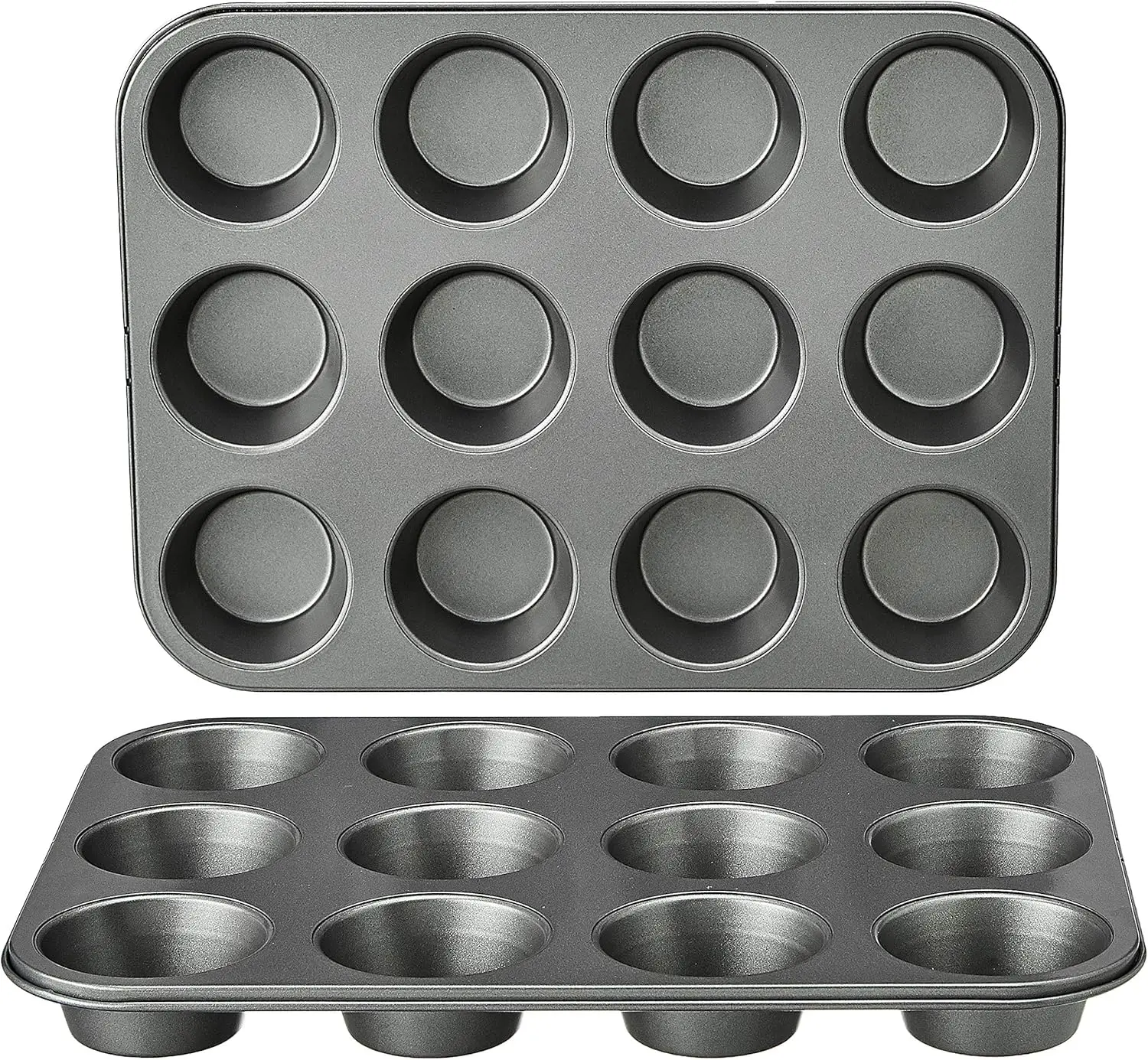Nonstick Muffin Pan, Set of 2, Sturdy, Oven Safe, Bakes Evenly, Easy to Clean, 12 Cups, Gray, 13.9x10.55x1.22"
Nonstick Muffin Pan, Set of 2, Sturdy, Oven Safe, Bakes Evenly, Easy to Clean, 12 Cups, Gray, 13.9x10.55x1.22"