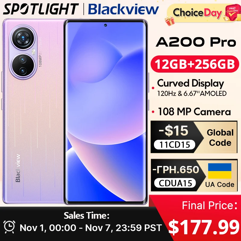 【World Premiere】Blackview A200 Pro MTK Helio G99 6.67''AMOLED Curved Display 12GB 256GB NFC 108MP Camera 5050mAh Cell Phone
【World Premiere】Blackview A200 Pro MTK Helio G99 6.67''AMOLED Curved Display 12GB 256GB NFC 108MP Camera 5050mAh Cell Phone