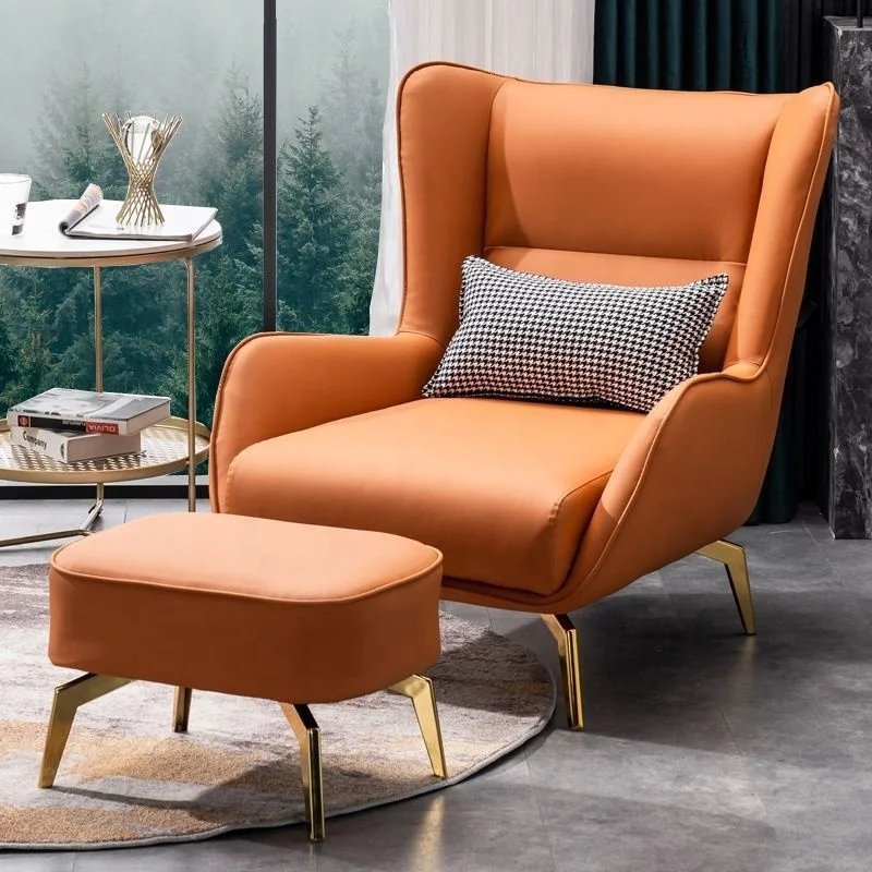 Nordic Light Luxury Single Sofa Back Chair Leather Art Sofa High Quality Living Room Leather Sofa
Nordic Light Luxury Single Sofa Back Chair Leather Art Sofa High Quality Living Room Leather Sofa