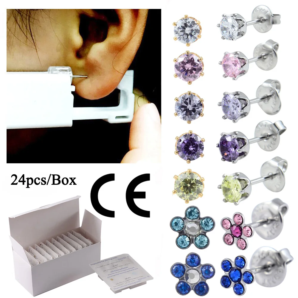24pcs/Box Disposable Ear Piercing Gun Safe Sterile Flower Crown Earring Piercer Machine Tool For Adult Kids Jewelry Wholesale
24pcs/Box Disposable Ear Piercing Gun Safe Sterile Flower Crown Earring Piercer Machine Tool For Adult Kids Jewelry Wholesale