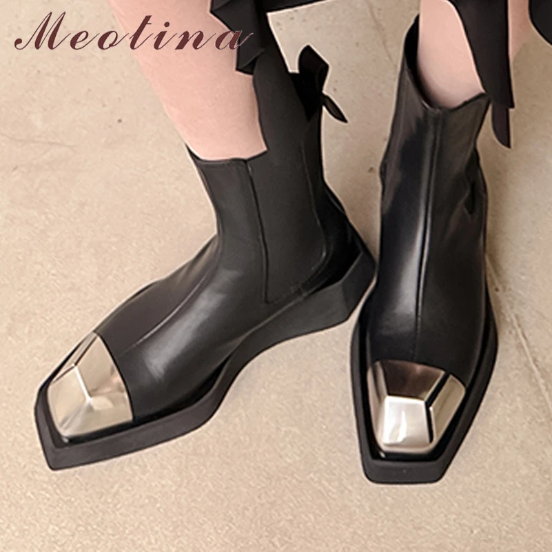 Meotina Women Genuine Leather Chelsea Boot Square Toe Flat Platform Mid Heels Platform Short Boot Ladies Shoes Autumn Winter 40
Meotina Women Genuine Leather Chelsea Boot Square Toe Flat Platform Mid Heels Platform Short Boot Ladies Shoes Autumn Winter 40