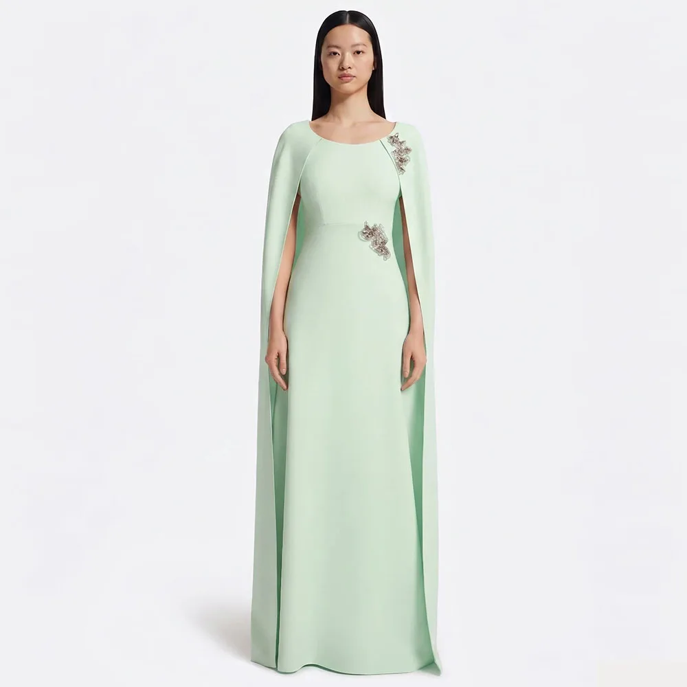 2026 Classy Women's Evening Ball Gowns Sheath/Column Jersey Mint Party Dress O-Neck Applique Cloak Prom Dress Long
2026 Classy Women's Evening Ball Gowns Sheath/Column Jersey Mint Party Dress O-Neck Applique Cloak Prom Dress Long