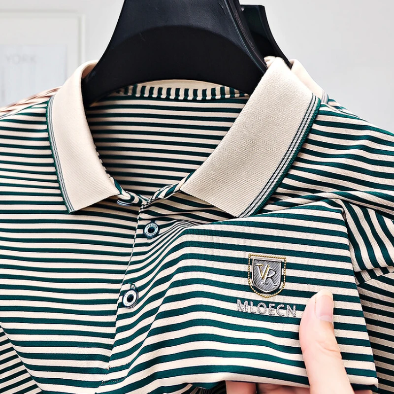 Business casual breathable, stretchable men's striped polo shirt, daily commuting long-sleeved collared T-shirt.M-4XL
Business casual breathable, stretchable men's striped polo shirt, daily commuting long-sleeved collared T-shirt.M-4XL