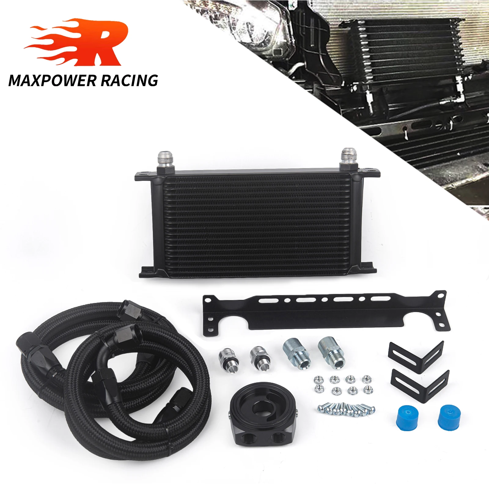 M-MODEL 19 Rows Black Oil Cooler Kit+ Sandwich Adapter+Nylon Steel Braided AN10 Hose+Mounting Bracket
M-MODEL 19 Rows Black Oil Cooler Kit+ Sandwich Adapter+Nylon Steel Braided AN10 Hose+Mounting Bracket
