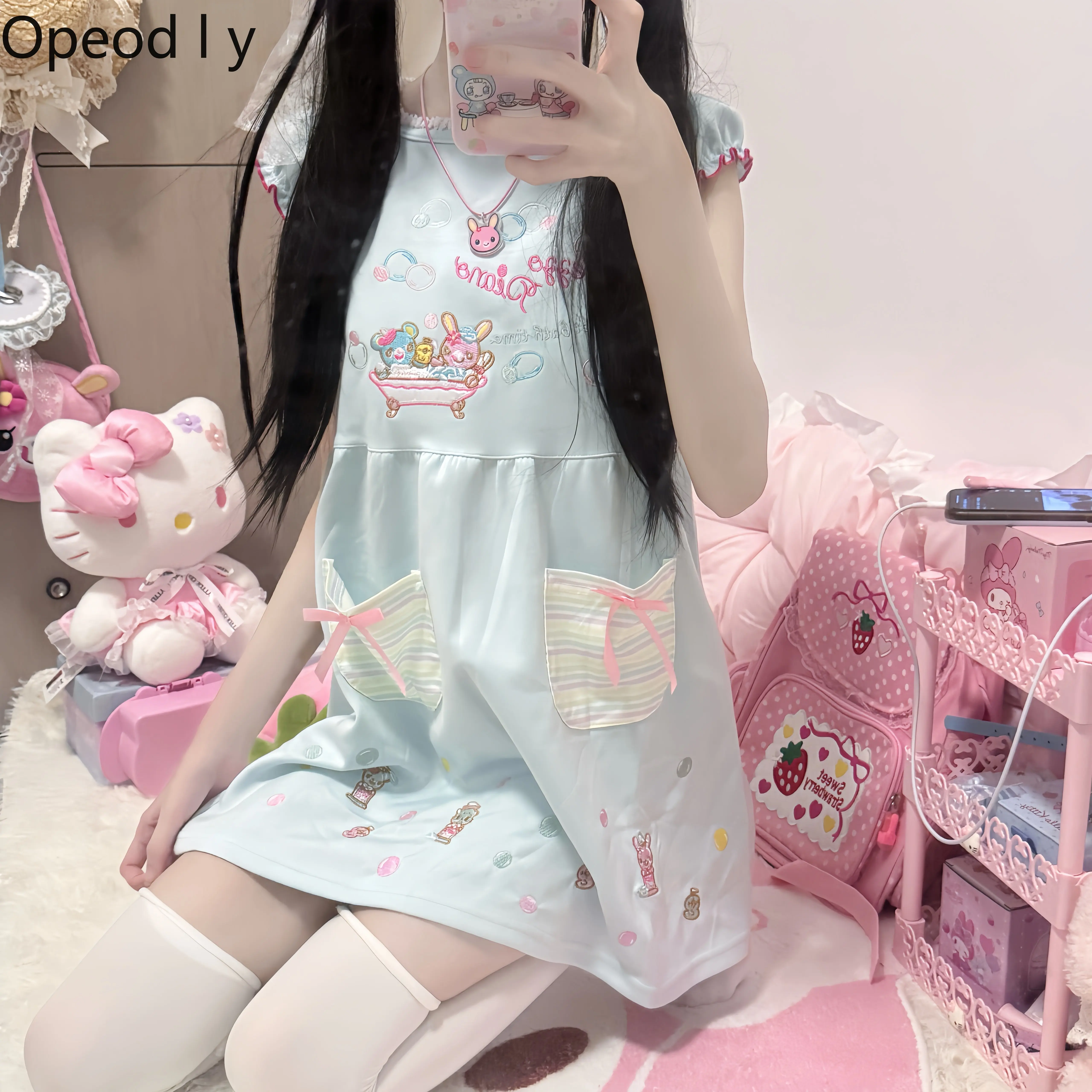 Japanese Style Fashion Cute Print Sweet Daughter Dress Sweet Girl Bow Cartoon Print Temperament Lolita Short Dresses Students
Japanese Style Fashion Cute Print Sweet Daughter Dress Sweet Girl Bow Cartoon Print Temperament Lolita Short Dresses Students