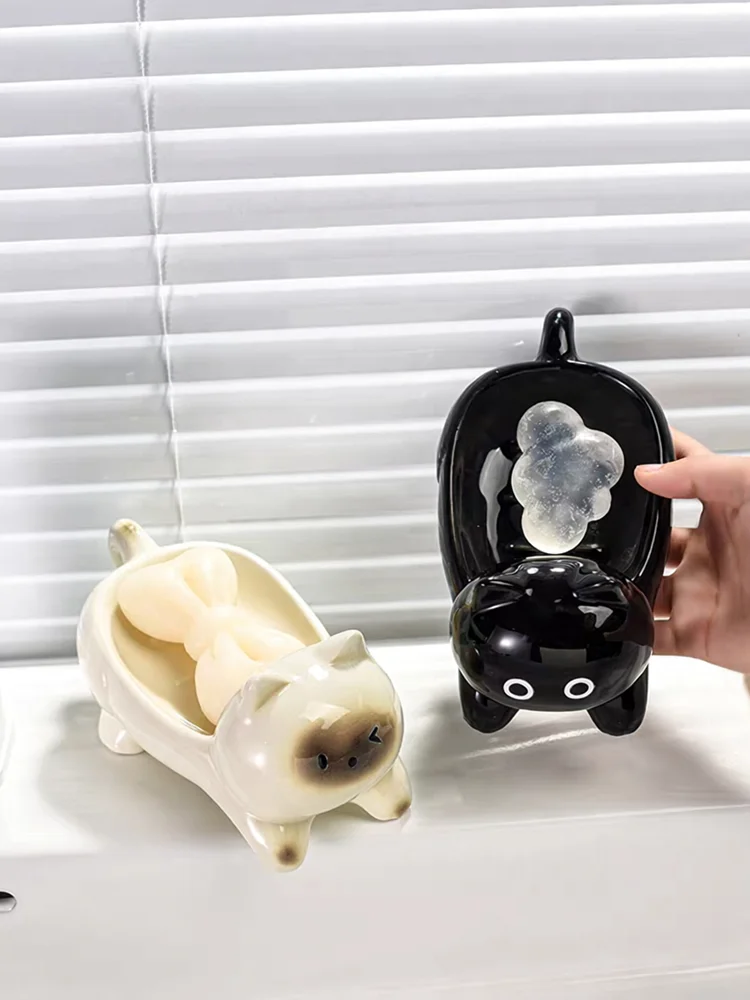Ceramic Siamese Black Cat Soap Box, Bathroom Counter Soap Holder Decorative Cat Figurine Storage Tray
Ceramic Siamese Black Cat Soap Box, Bathroom Counter Soap Holder Decorative Cat Figurine Storage Tray