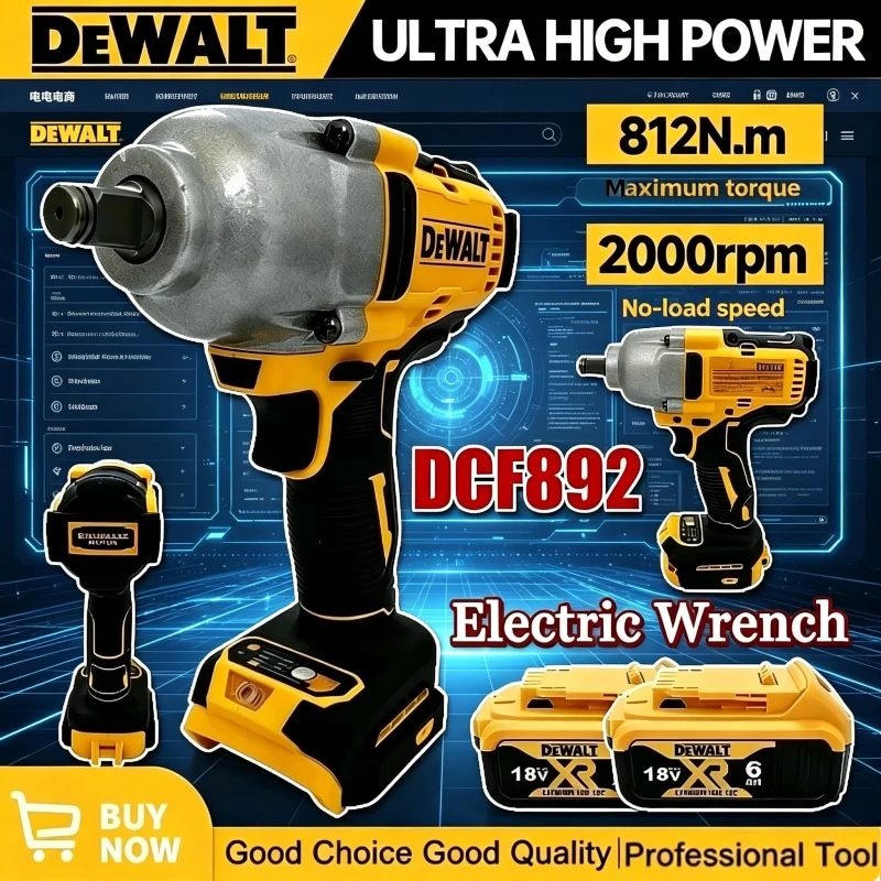 Dewalt DCF892 Electric Tool 812N.m Brushless Wireless High Torque Powerful Portable Impact Wrench Torque Wrench 20V Battery
Dewalt DCF892 Electric Tool 812N.m Brushless Wireless High Torque Powerful Portable Impact Wrench Torque Wrench 20V Battery