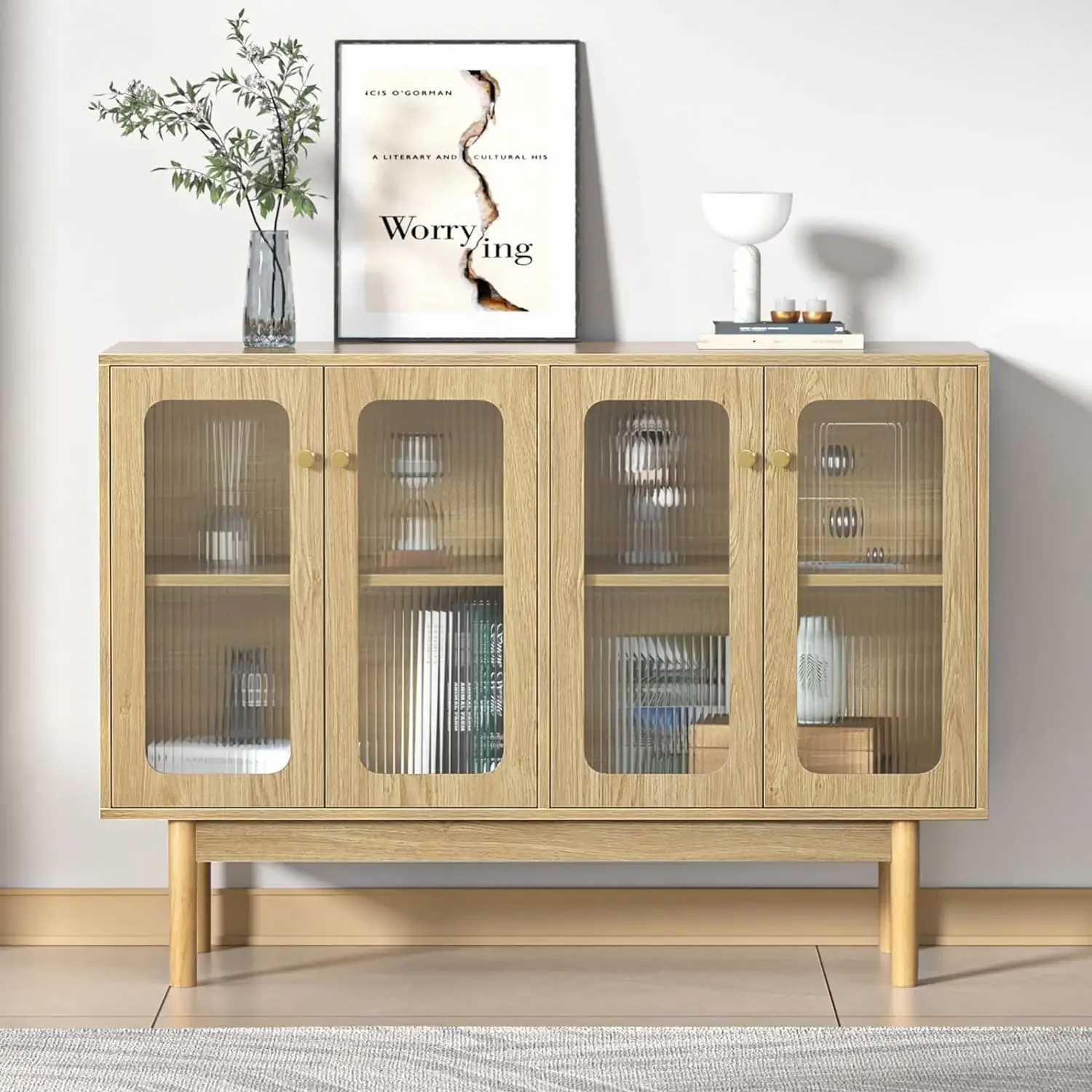 Modern Buffet Cabinet,Wooden Storage Sideboard w/ Rattan/Glass Door & Adjustable Shelves,Credenza Bar Cabinet,Brown/White/Black
Modern Buffet Cabinet,Wooden Storage Sideboard w/ Rattan/Glass Door & Adjustable Shelves,Credenza Bar Cabinet,Brown/White/Black