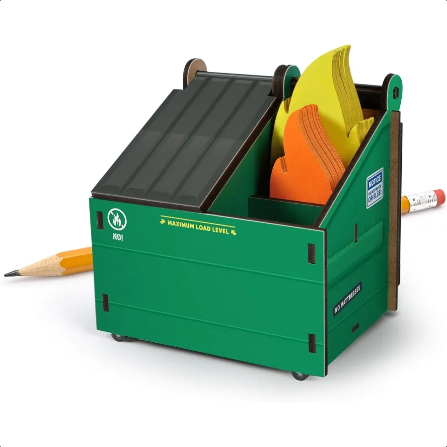 DESK DUMPSTER Pencil Holder with Flame Note Cards 3 compartments for Desk and Office Supplies
DESK DUMPSTER Pencil Holder with Flame Note Cards 3 compartments for Desk and Office Supplies
