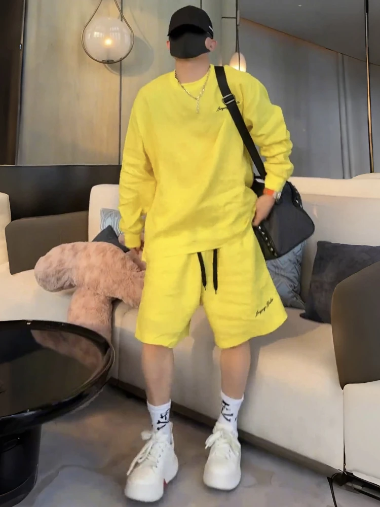 Summer Thin Lazy Style Long Sleeve T-Shirt Shorts Set Men's High End Sport Casual Wear Cotton Fabric Youth Fashion Set
Summer Thin Lazy Style Long Sleeve T-Shirt Shorts Set Men's High End Sport Casual Wear Cotton Fabric Youth Fashion Set