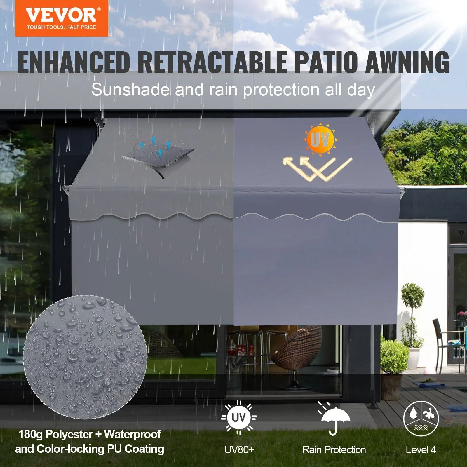Manual Retractable Awning, Outdoor Retractable Patio Awning Sunshade Shelter, Adjustable Patio Door Window Awning Canopy With
Manual Retractable Awning, Outdoor Retractable Patio Awning Sunshade Shelter, Adjustable Patio Door Window Awning Canopy With