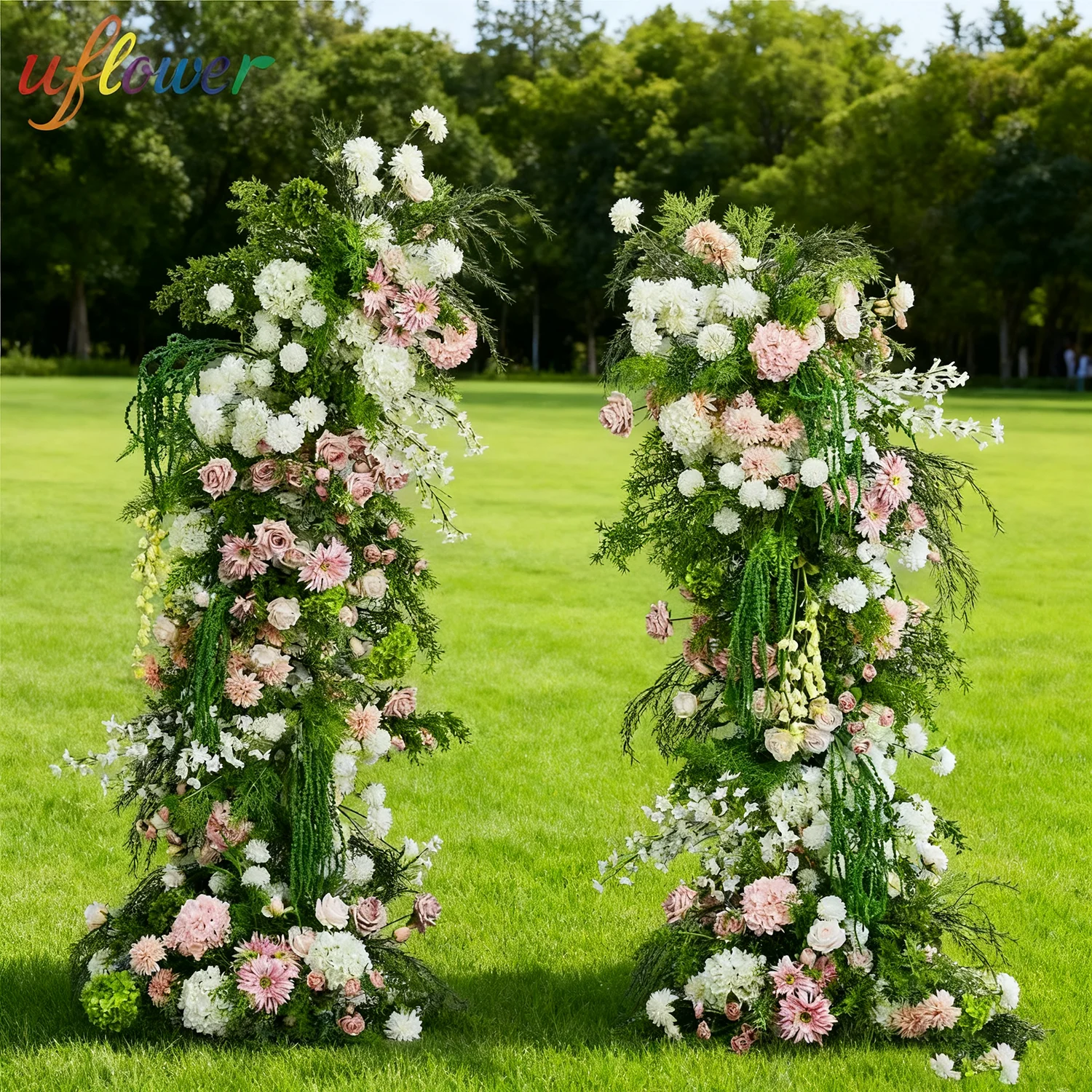 Uflower Pink White Rose Gydrangea Greenery Flower Row Arrangement Outdoor Wedding Backdrop Horn Arch Stand Party Event Props
Uflower Pink White Rose Gydrangea Greenery Flower Row Arrangement Outdoor Wedding Backdrop Horn Arch Stand Party Event Props