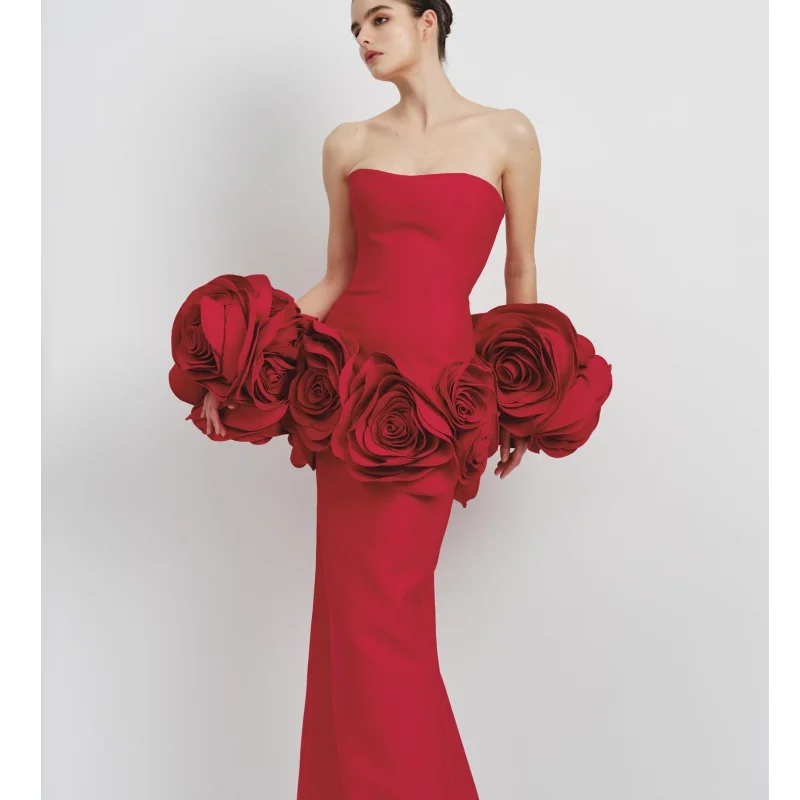 2025 Stereoscopic Flowers Strapless Bandage Ankle Length Evening Dress Fashion Woman Birthday Party Dress Celebrity Party Outfit
2025 Stereoscopic Flowers Strapless Bandage Ankle Length Evening Dress Fashion Woman Birthday Party Dress Celebrity Party Outfit