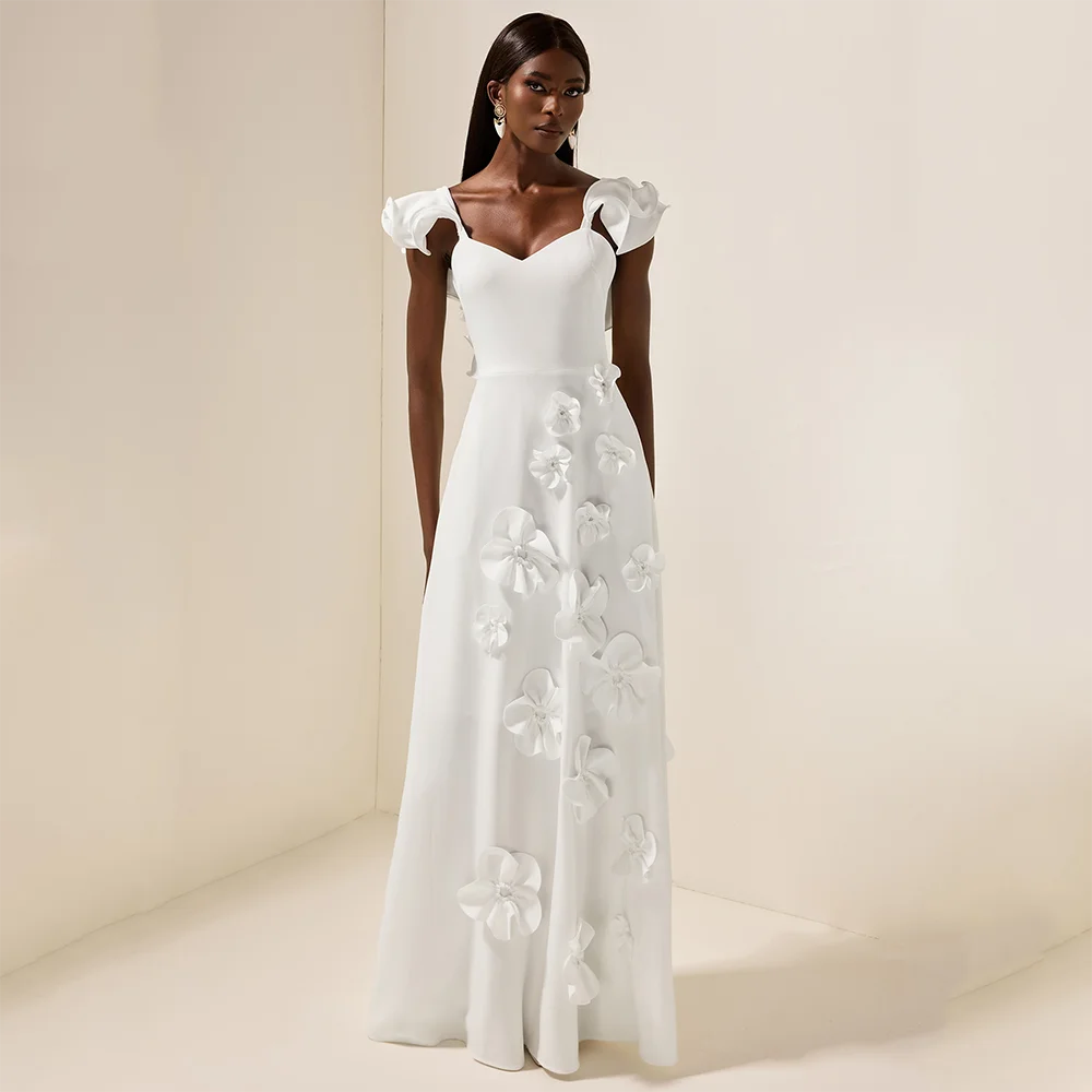 Customized White Long Evening Dresses Elegant Formal Occasion Prom Gowns Flowers A-line 2025 Floor Length Prom Dresses
Customized White Long Evening Dresses Elegant Formal Occasion Prom Gowns Flowers A-line 2025 Floor Length Prom Dresses