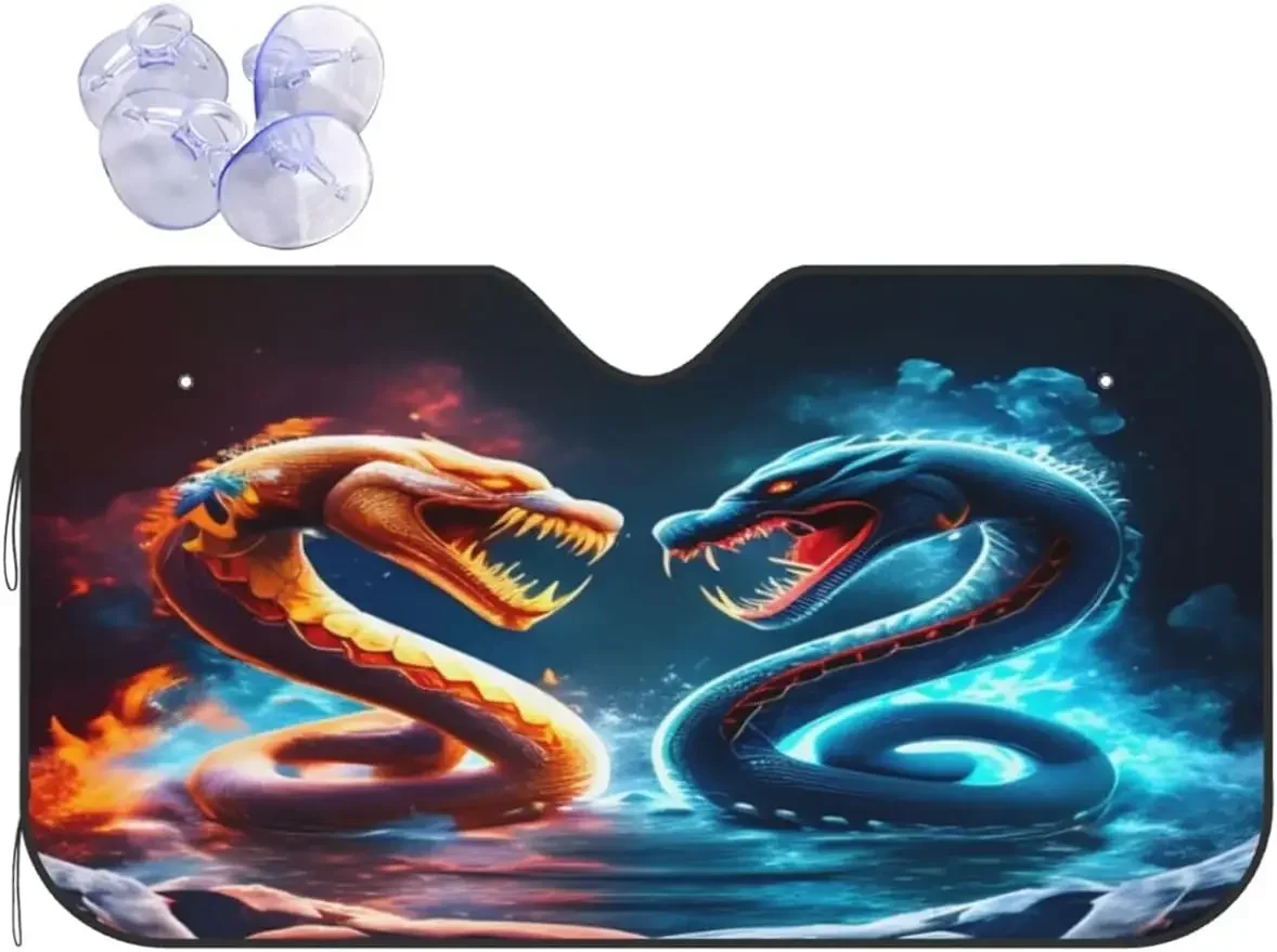 Parasol serpiente fuego y hielo para parabrisas coche, parasol lantero para la mayoría los coches, bloque SUV, ray
Parasol serpiente fuego y hielo para parabrisas coche, parasol lantero para la mayoría los coches, bloque SUV, ray