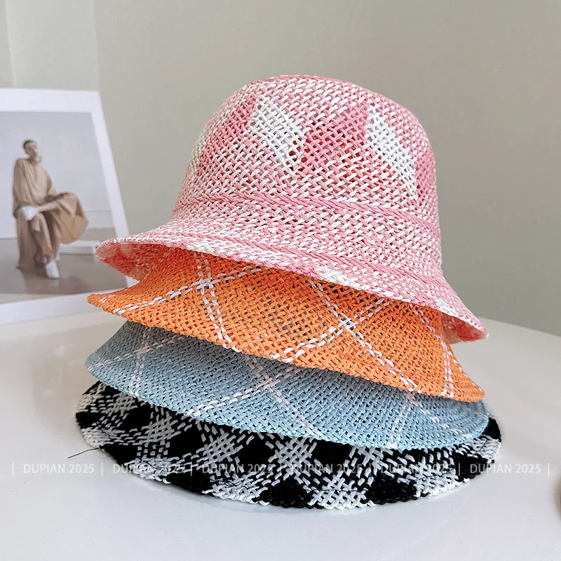 Summer New Fashion Paper Straw Bucket Hat Women's Color Plaid Breathable Basin Hat Outdoor Sunscreen Sunshade Sun Straw Hat
Summer New Fashion Paper Straw Bucket Hat Women's Color Plaid Breathable Basin Hat Outdoor Sunscreen Sunshade Sun Straw Hat